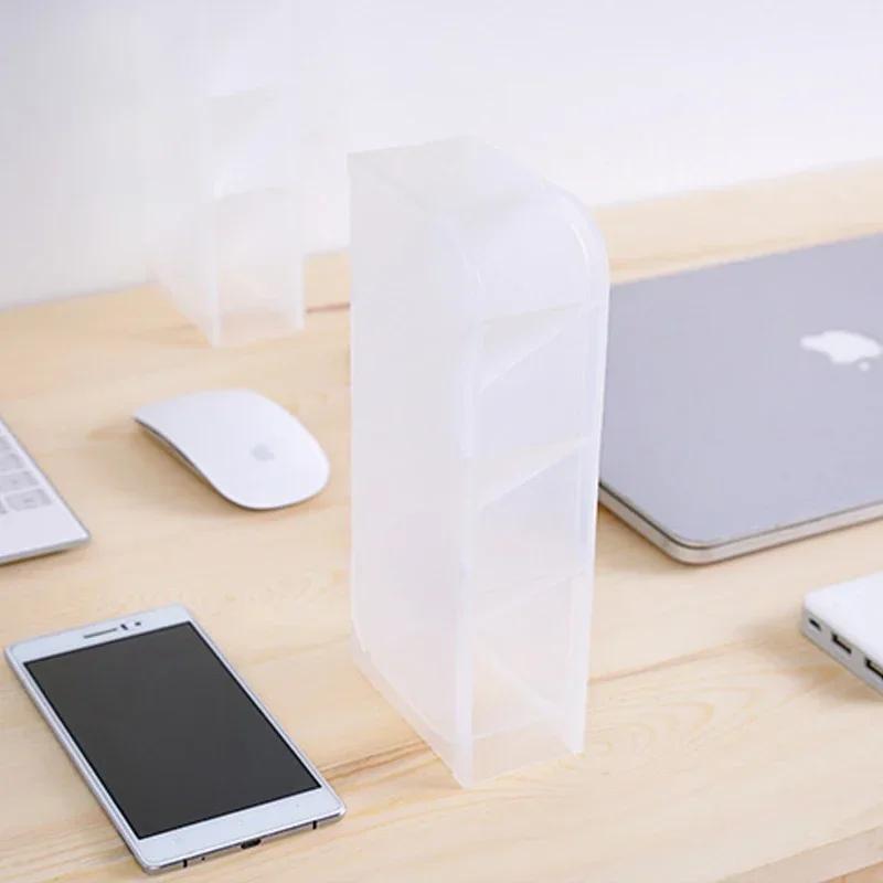 1Pcs Desktop Storage Tube Versatile Four Grid Oblique Insertion Pen Holder Makeup Brush Lipstick Organizer Storage Box Organizer Box