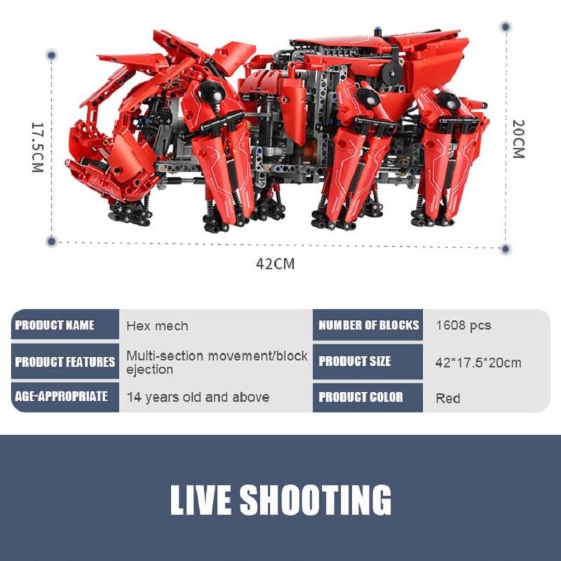 MOULD KING 20005 Technické stavební bloky APP Dálkové ovládání Robot Motorizovaný Walking Tank Model Cihly Dětské Hračky Vánoční dárek