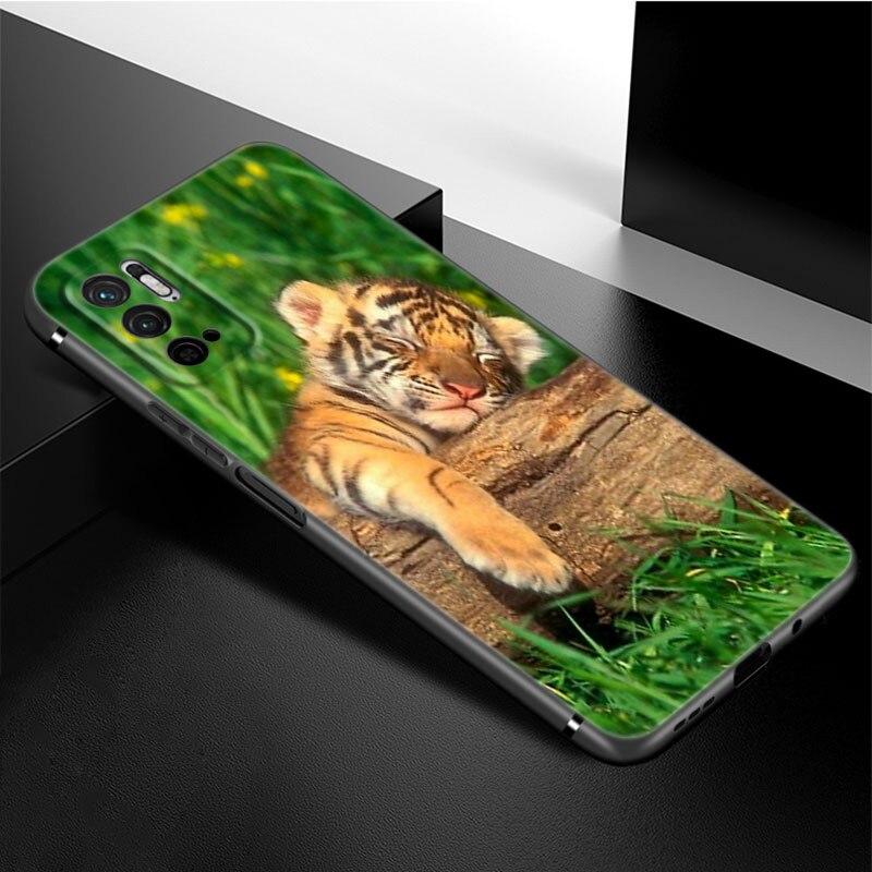 Cute Little Tiger Phone Case For Xiaomi Redmi Note 11 10 9 8 Pro 11T 5G 10T 10S 9S 9T 9i 9C 9A 8T Soft TPU Black Cover Funda