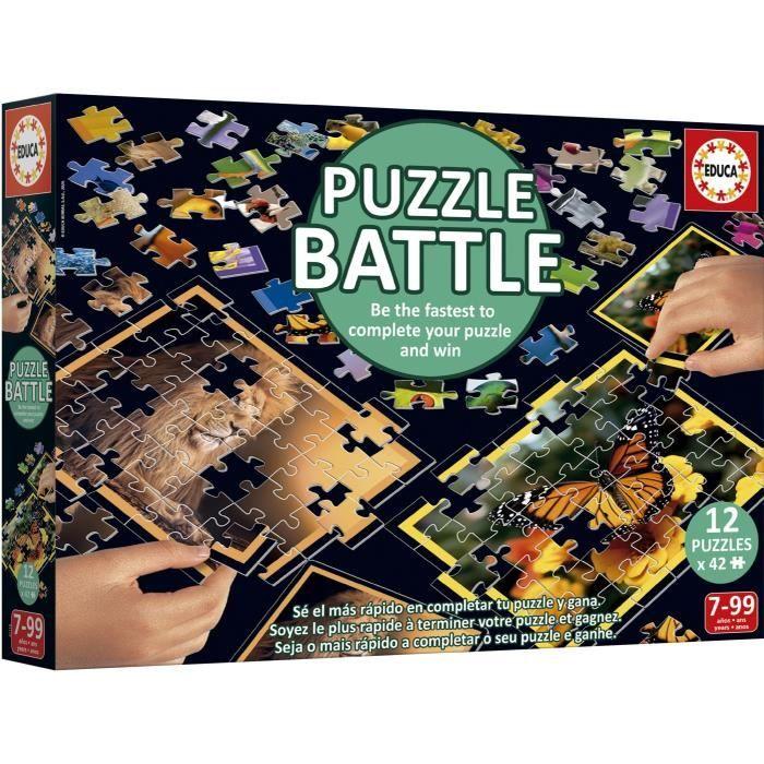 Puzzle - EDUCA - Battle Jr Natura - 12 puzzles - 42 pièces - Thème nature - Pour enfants à partir de 7 ans