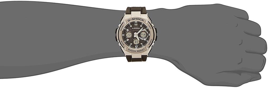 CASIO Solar Schwarz x Silber G-SHOCK Herren Funkarmbanduhr, G-STEEL, Analog-Digital, GST-W110-1ADR
