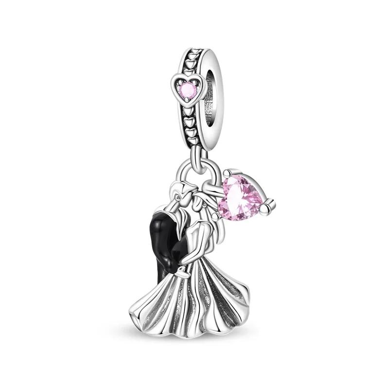 Nuovi Charm Ciondoli Cuore Rosa in Argento 925 per Bracciale Collana Gioielli Fai da Te Regalo di San Valentino per Lei