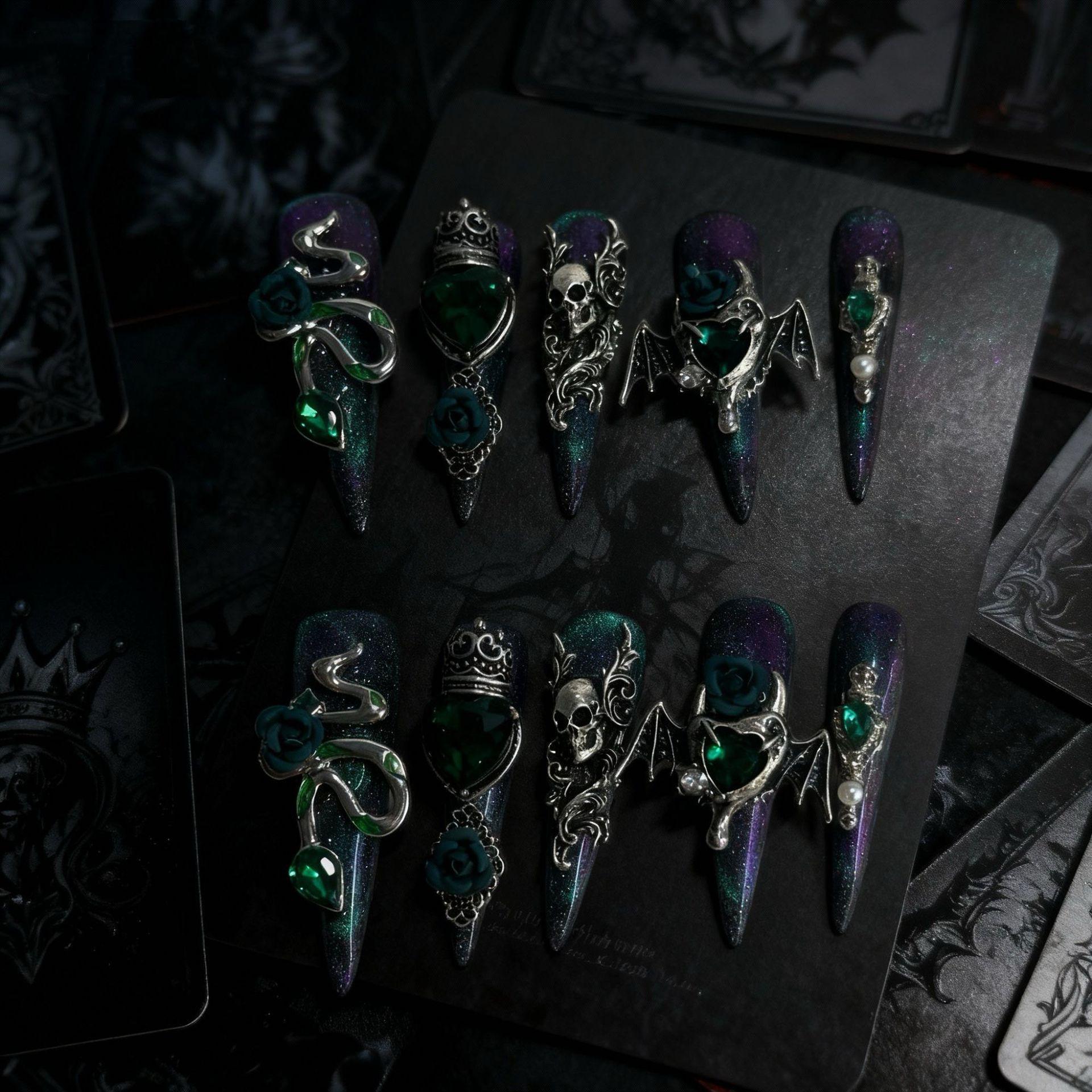 

Накладные ногти миндалевидной формы, искусственные ногти с французским кончиком и 3D-дизайном, глянцевые, с полным покрытием, акриловые, на клеевой основе, искусственные наклейки для женщин L