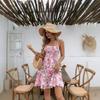 Women's Floral Print Shirred Spaghetti Strap Dress Spring Summer Boho Ruffle Sundress Casual Beach Maxi Dress