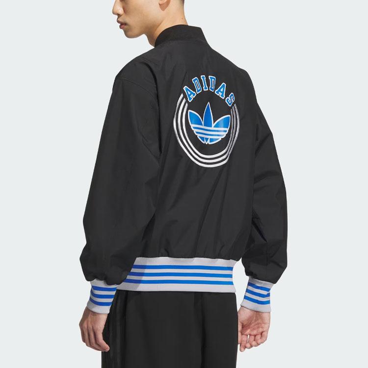 Adidas Originals Trefoil Rifta Bomber Jacket With Letter Embroidery And Striped Color Blocking Men Outerwear Black IU4791