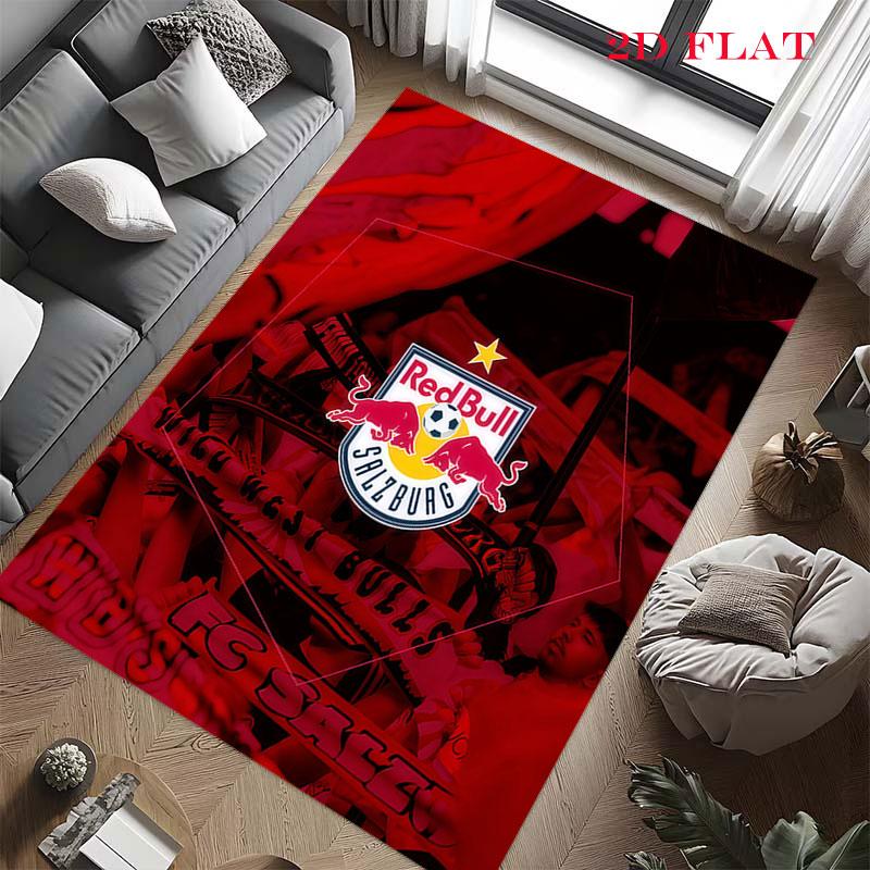 Tappeto FC Red Bull Salzburg per Soggiorno Camera da Letto Casa Decorazione Divano, Tappetino Antiscivolo per Giochi Bambini