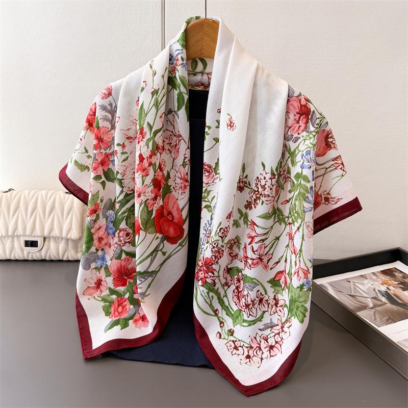 New Neck Scarf Large 90X90Cm Square Wedding Party Wear Lightweight Wrap For Women Luxury Silk-Like Fabric Fashion Accessory