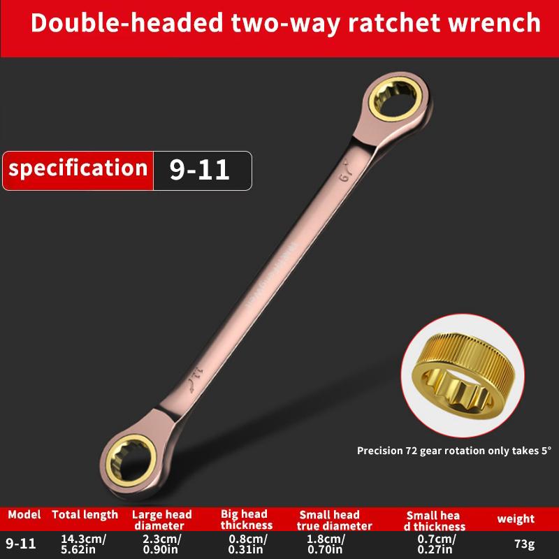 Double Head Ratchet Wrench , 6-27mm Chrome Vanadium Steel, Reversible Combination Spanner for Auto & DIY Repairs