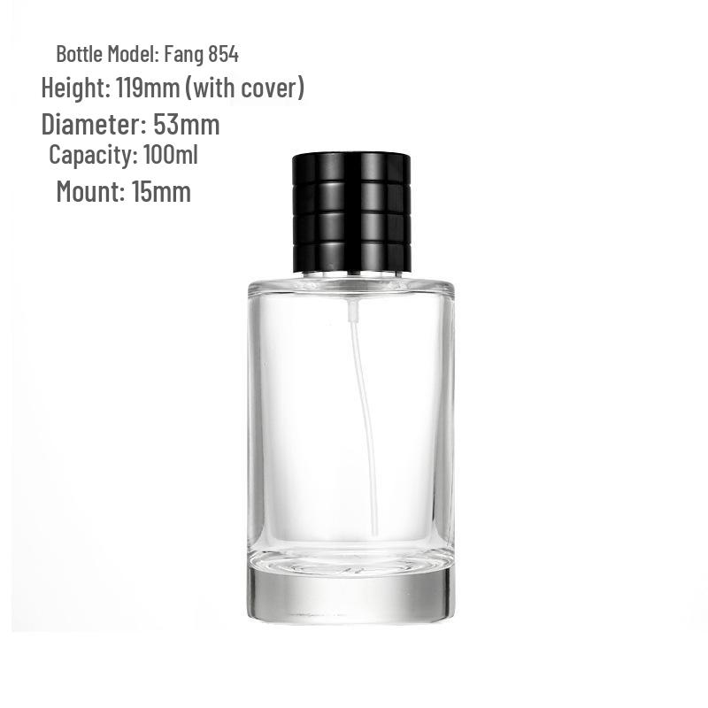 Transparent Spray Glass Bottle, 50ml/100ml, Round Bayonet Design for Perfume or Toner Refill