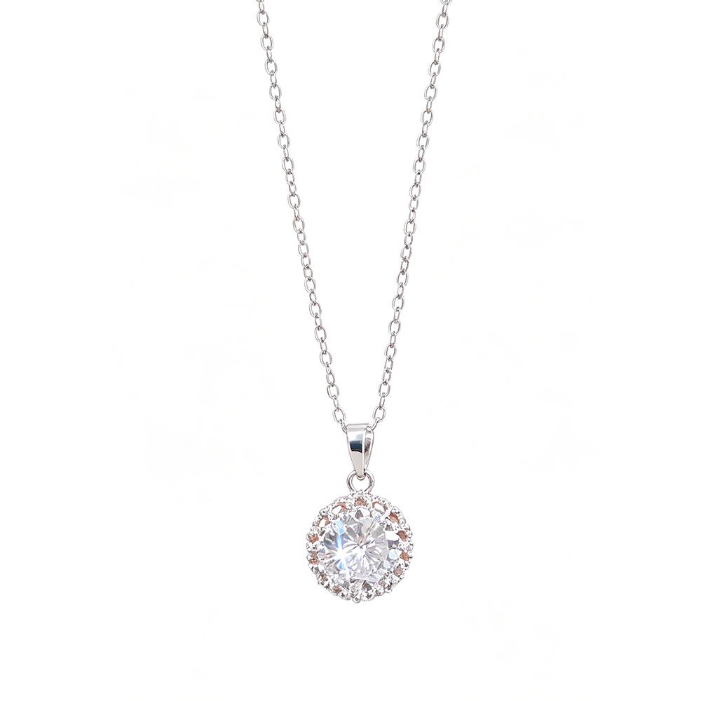 Japanese & Korean Zircon Flower Pendant Necklace - Fresh Design, High-End Feel