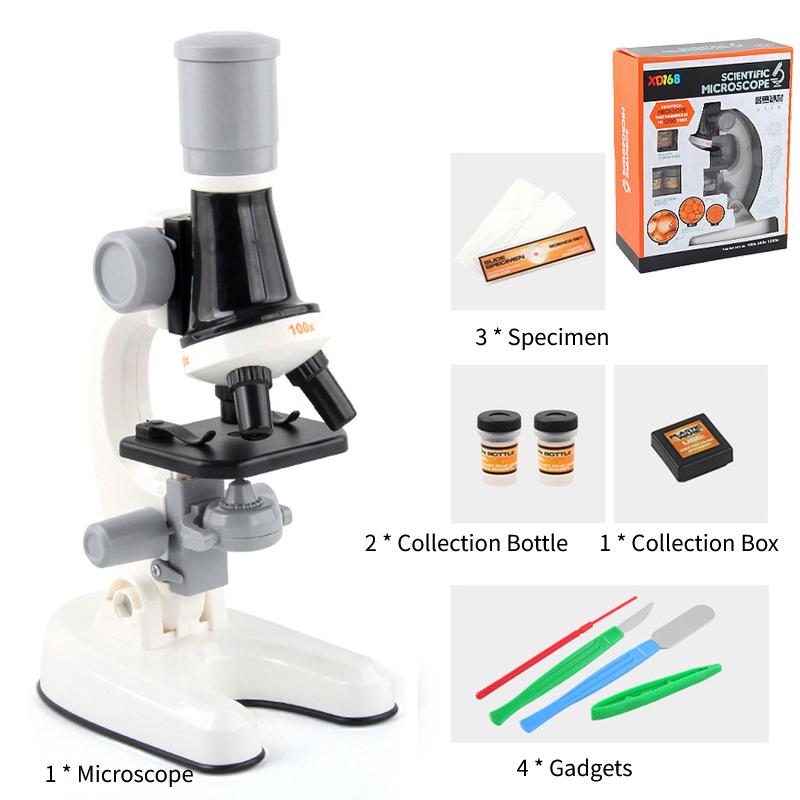 Non-Toxic 1200X Child Biologica Microscope Kit Science Experiment Pupil Gift Lab Led Home School Interest Educational Toy Gift For Kids