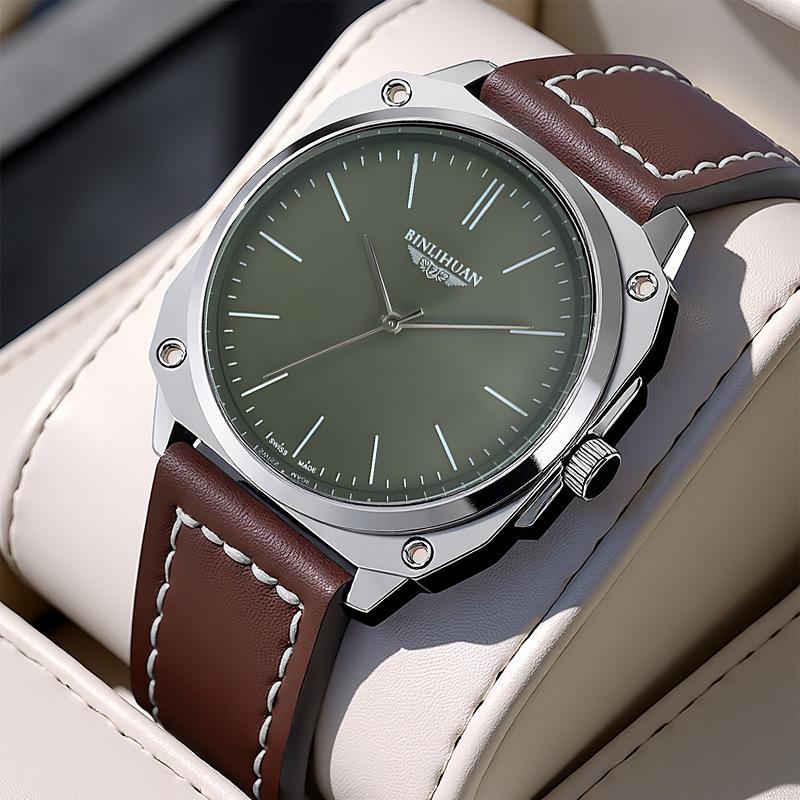 

JYL Men s Watch Simple Quartz Daily Wear Leather Strap [Men s Brown] alizarin темно-червоний колір