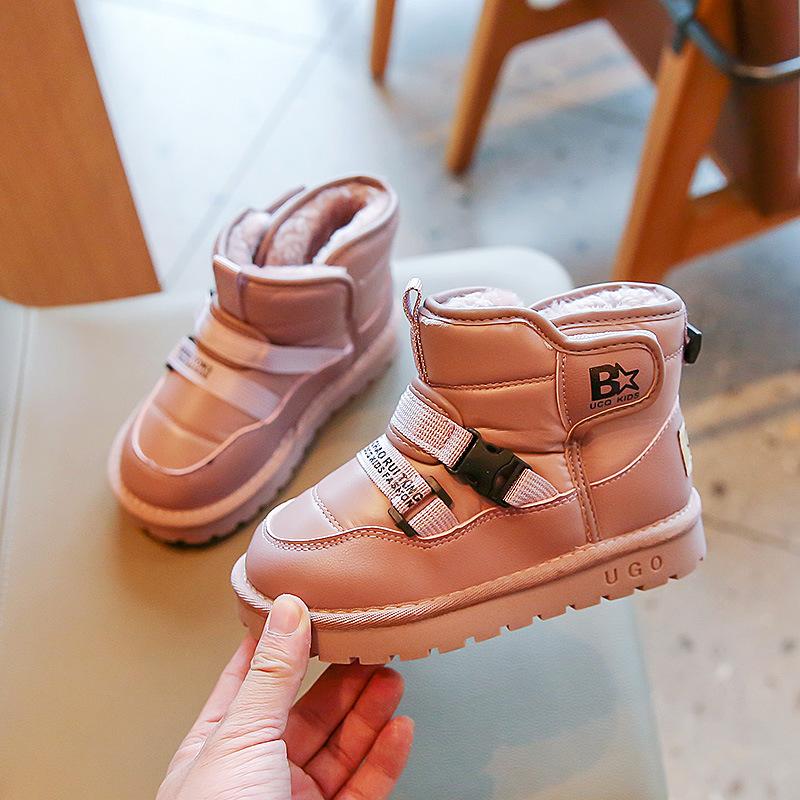 Winter New Boys' Waterproof Cotton Shoes with Thick Velvet Short Boots
