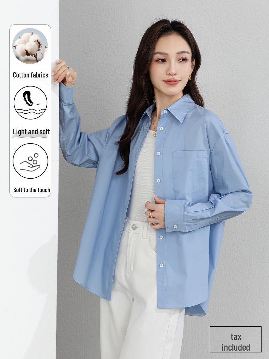 

Yi Fei Women s Blue Long Sleeve Business Shirt - Spring Professional Style, Loose Fit X-Large синий