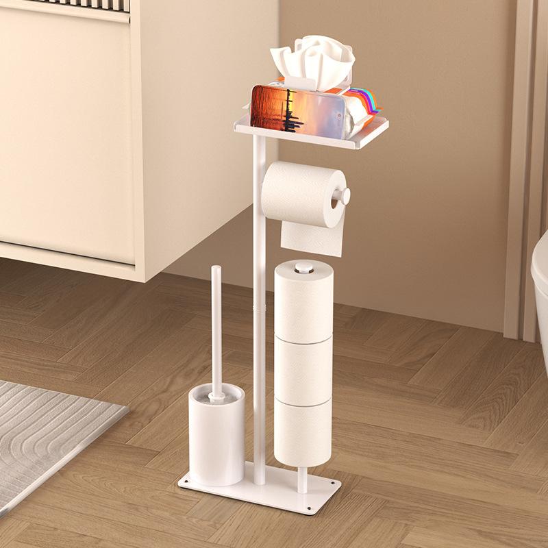 Porta salviette da terra Portarotolo di carta igienica verticale mobile Portaspazzolino da WC senza chiodi Porta rotolo Bagno