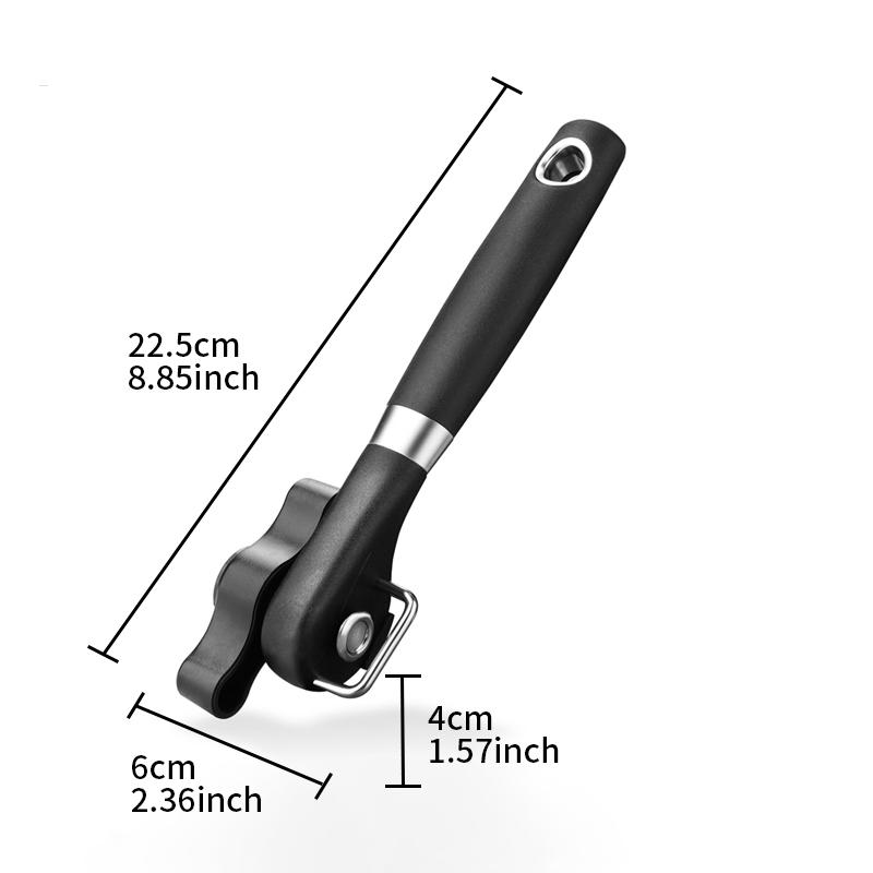 

1PC Manual Safety Can Opener Side cut Design Durable Stainless Steel Blade Comfortable Ergonomic Handle чорний