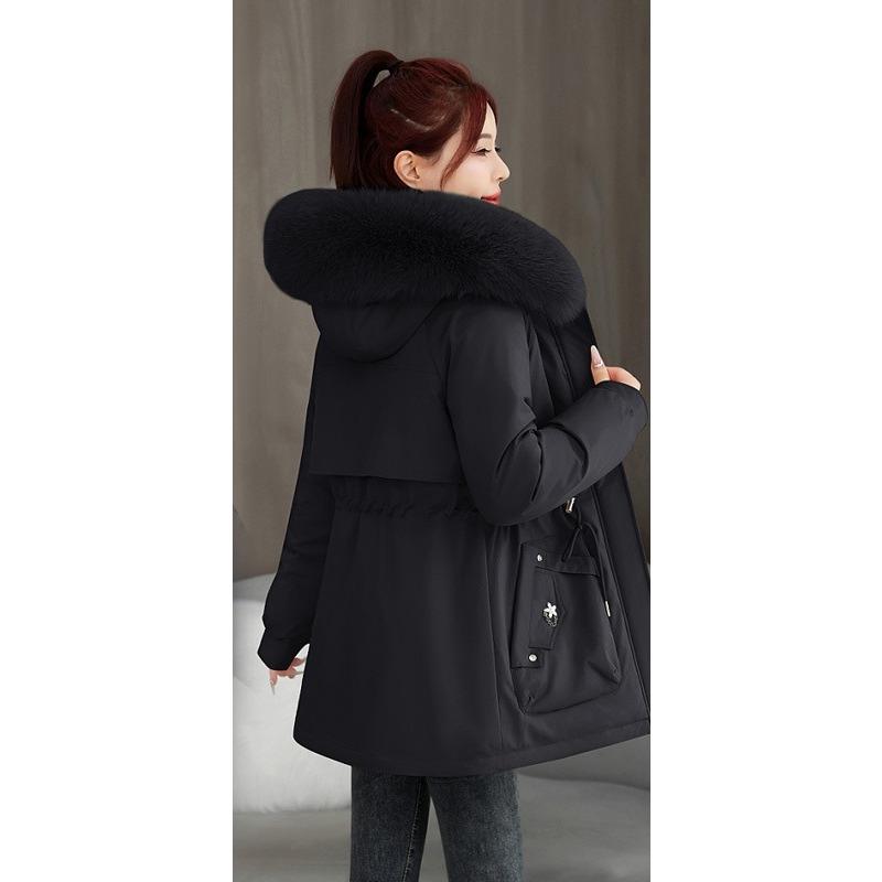 Down Jacket Women's Winter New Korean Style Loose-fitting Cotton Coat Plus Velvet Thickened Waist Cotton-padded Jacket