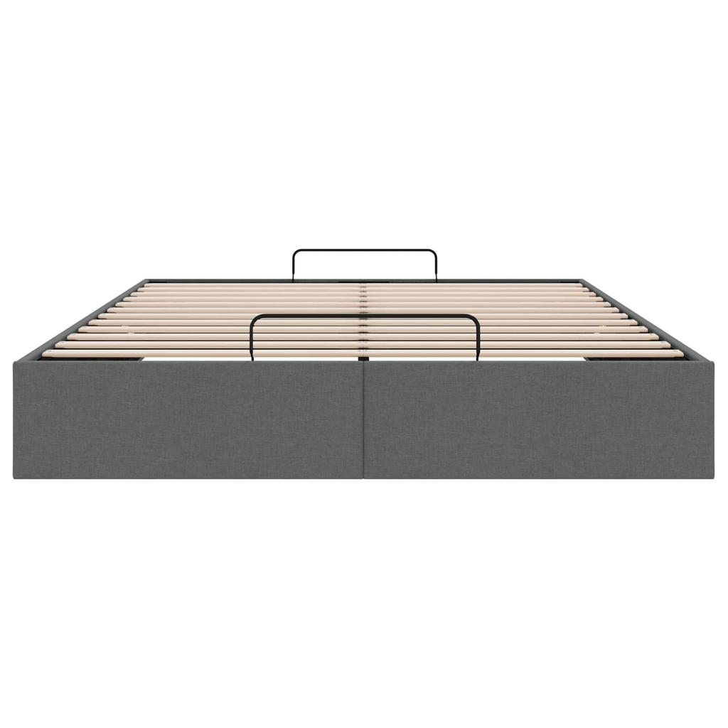 Ottoman Bed Frame Dark Grey 152 x 203 cm Fabric