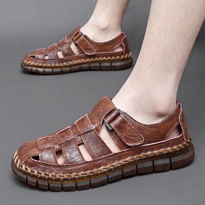 Classic Summer Men's Sandals Leather Outdoor Summer Handmade Men Slippers Brand Beach Breathable New Men Sneakers Casual Shoes