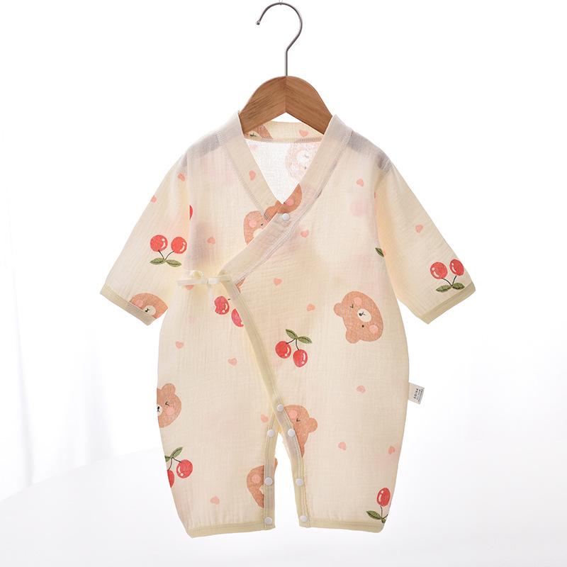 Newborn Summer Gauze Onesie with Belly Protector
