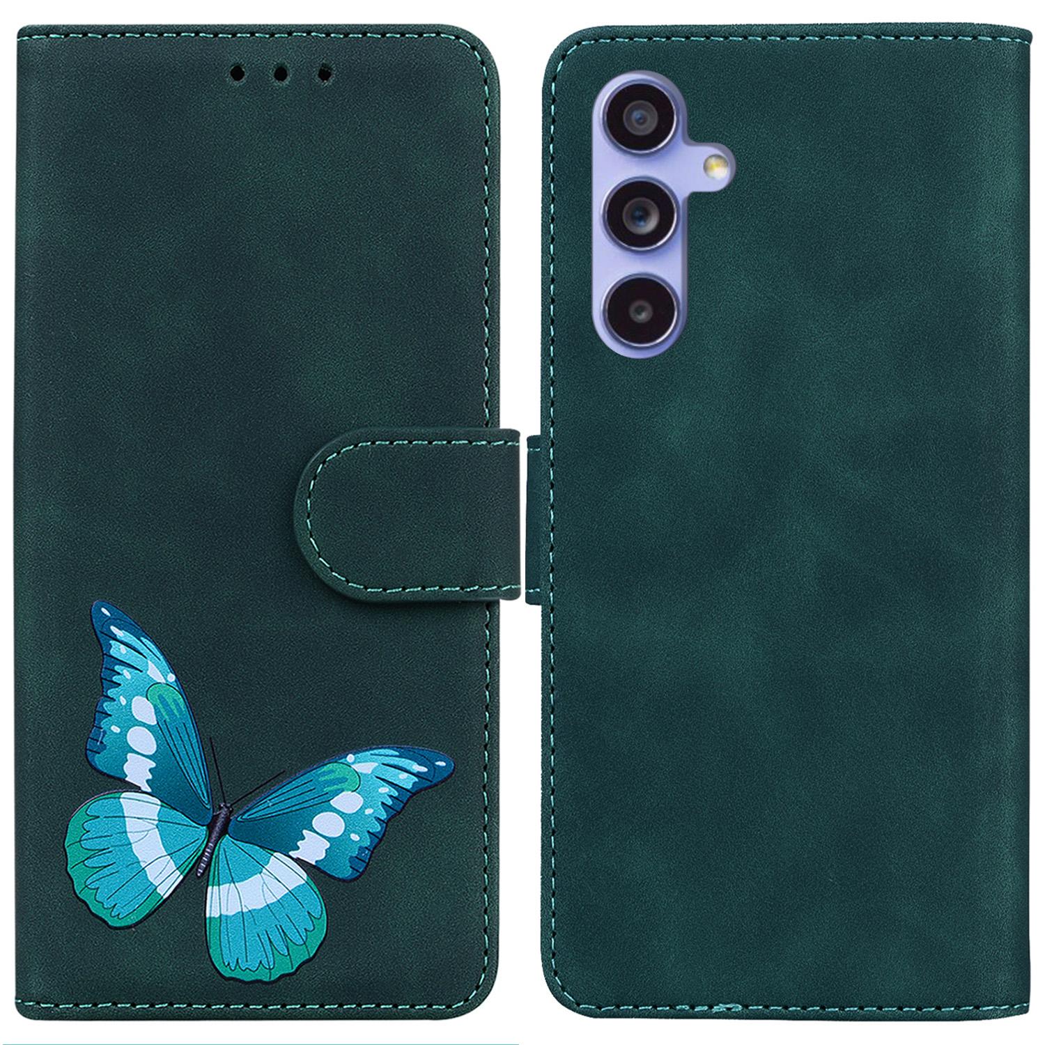 

For Samsung Galaxy A35 5G Case Wallet Phone Leather Cover Butterfly Printing Green