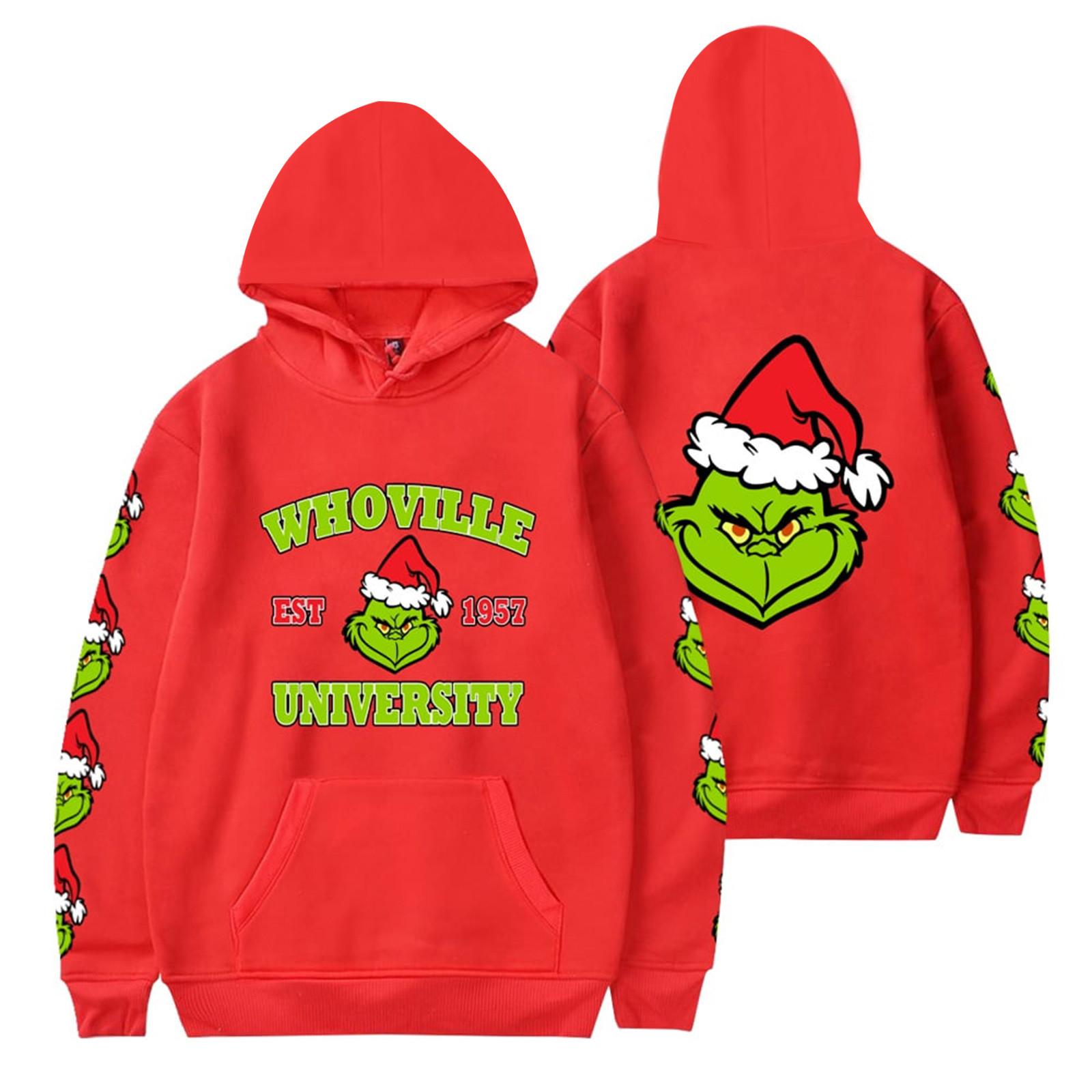 

Жіночий модний повсякденний вільний плюшевий пуловер з довгими рукавами та круглим вирізом із літерним принтом із мотузковим худі XL червоний