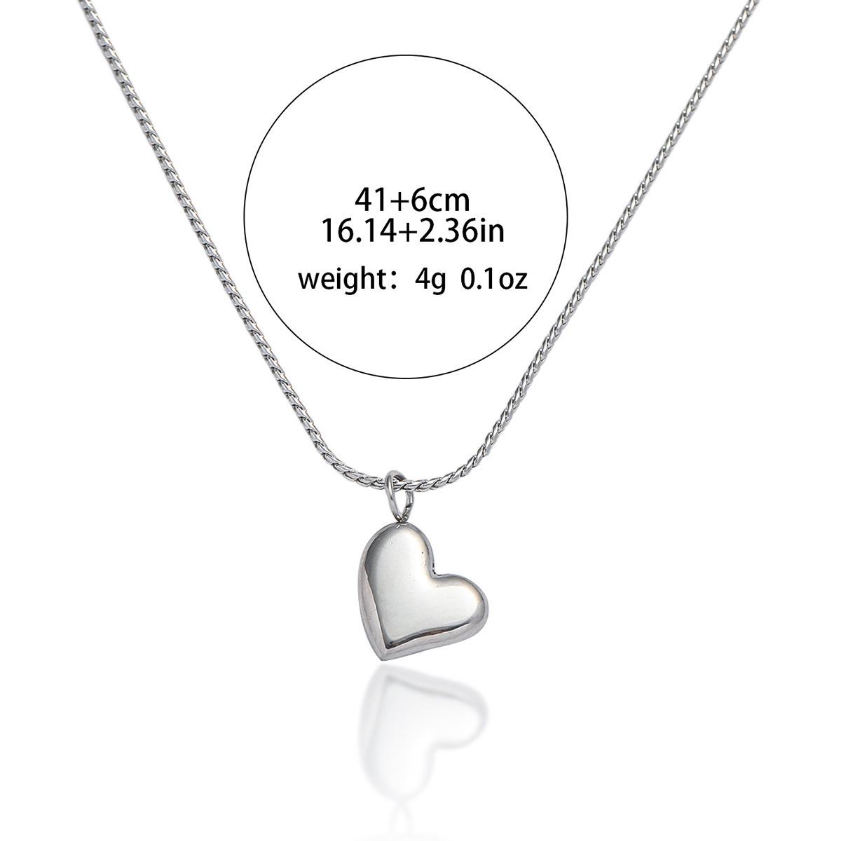 

Women s Stainless Steel Heart Necklace - European & American Style, Titanium, Peach Heart, Trendy French Clavicle Chain