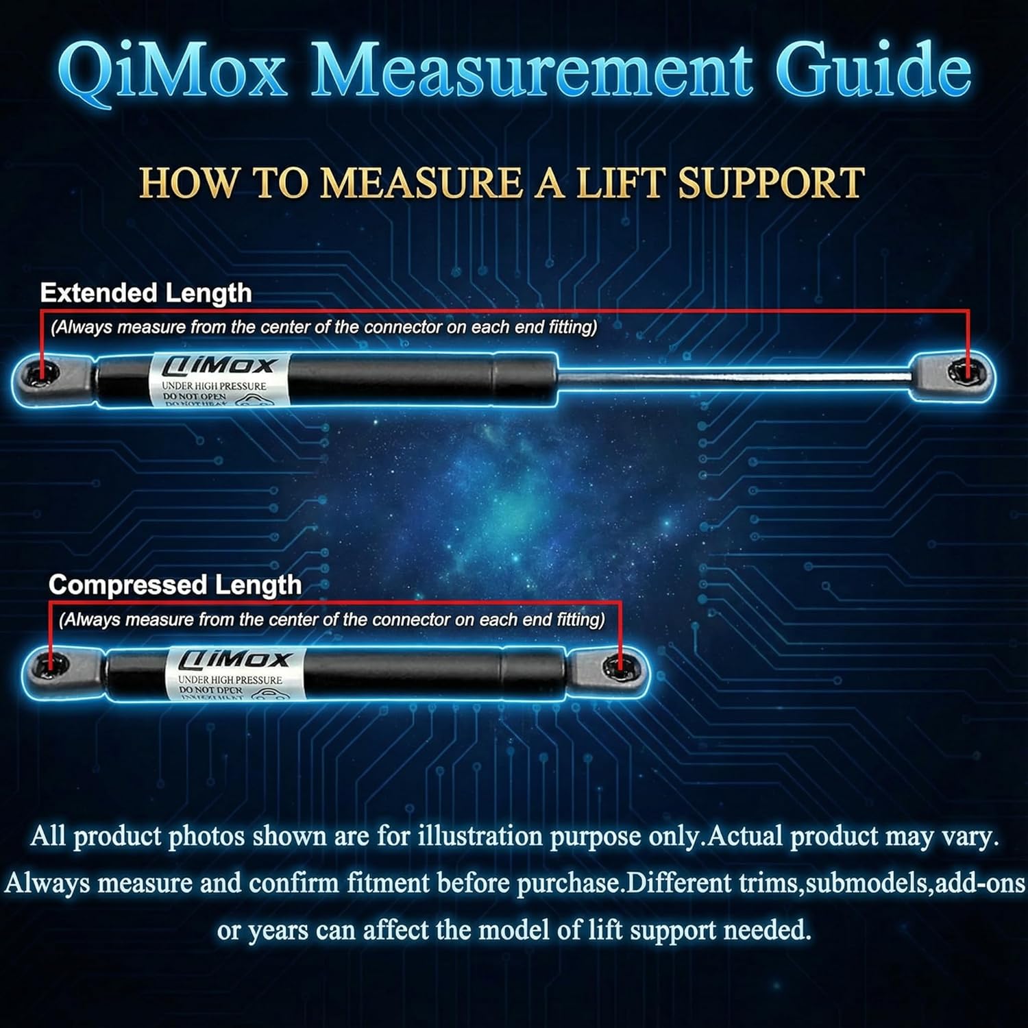 

Qty (1) QiMox Front Hood Struts Lift Supports Shocks Compatible With VW Golf, Rabbit GTI, R32