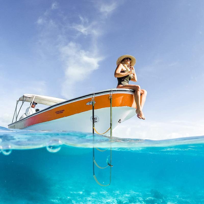 Lancio Scaletta Corda Nautica in Nylon Scaletta Pieghevole Ausiliaria Corda Marina 3 Gradini Scaletta Portatile per Imbarcazione Gonfiabile