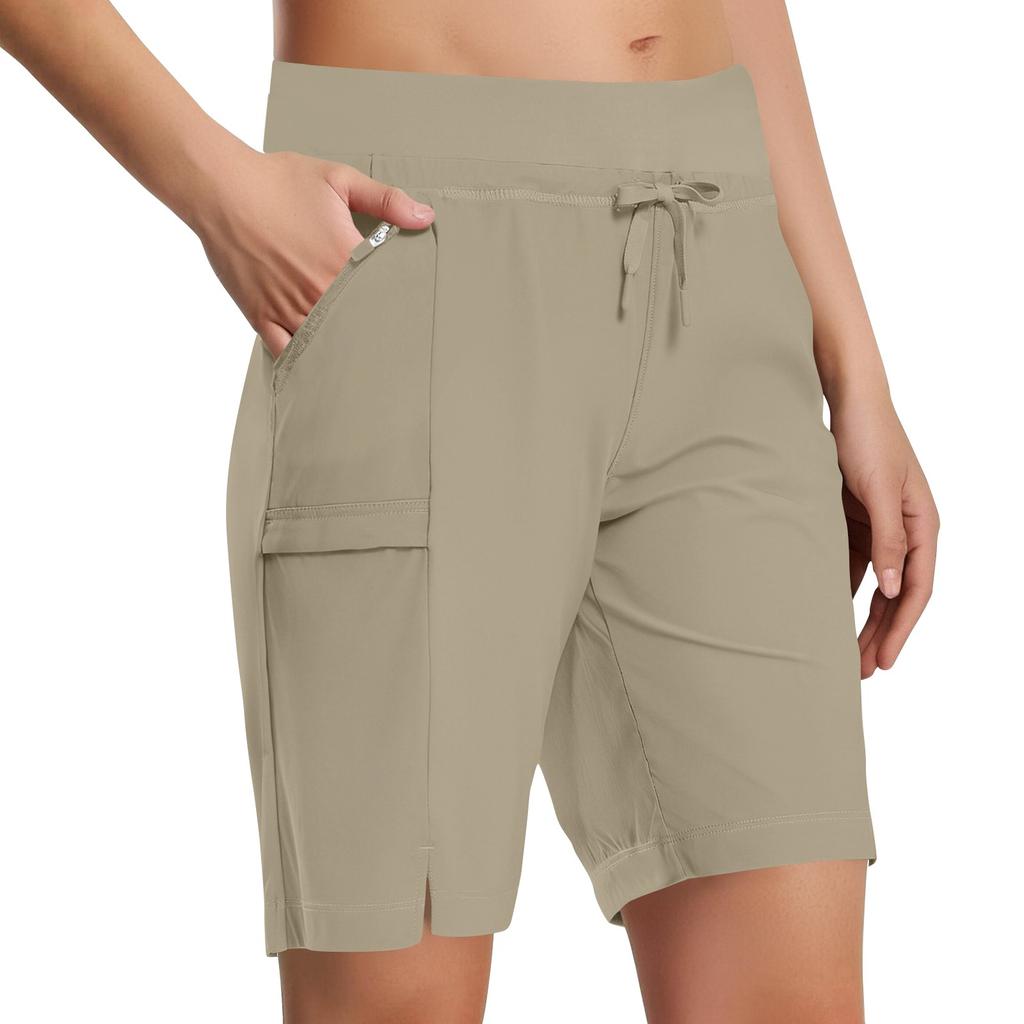 Pantaloni scurți casual de drumeție pentru femei cu buzunare