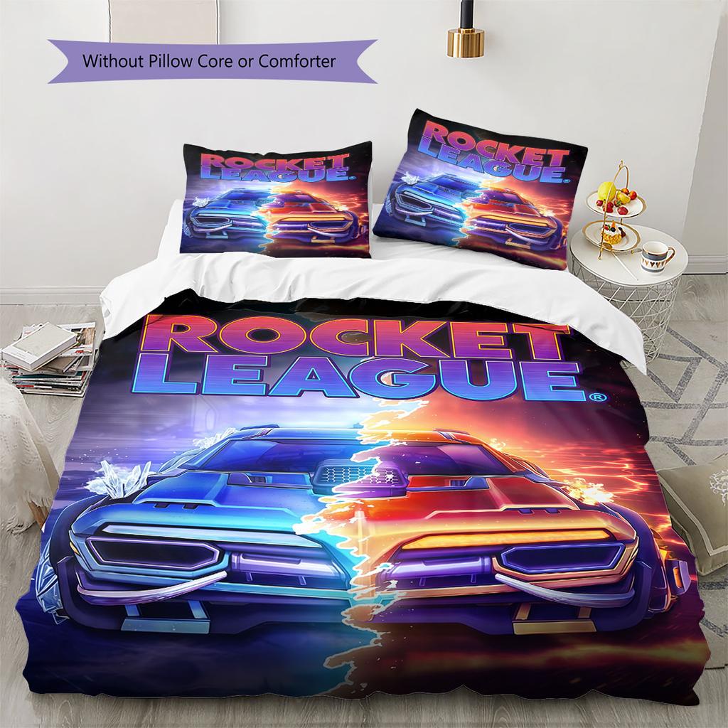 Set Copripiumino Trapuntato Rocket League Copripiumino Federa Decorazione per la Casa Regalo di Compleanno (1 * copripiumino + 2 * federa, senza nucleo)