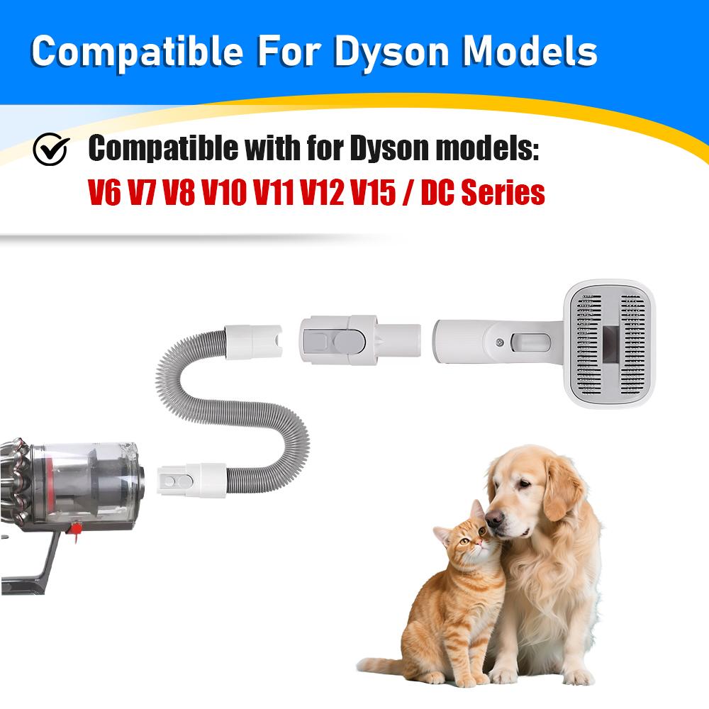 Pet Dog Hair Brush Vacuum Attachment For Dyson V6 V7 V8 V10 V11 V12 V15 Extended Hose Pet Grooming Tool for Medium/Large Pets