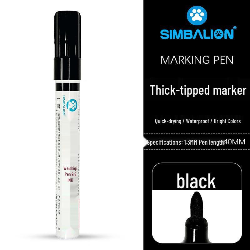 SIMBALION NO.200 Black Permanent Marker Pen, 12-Pack