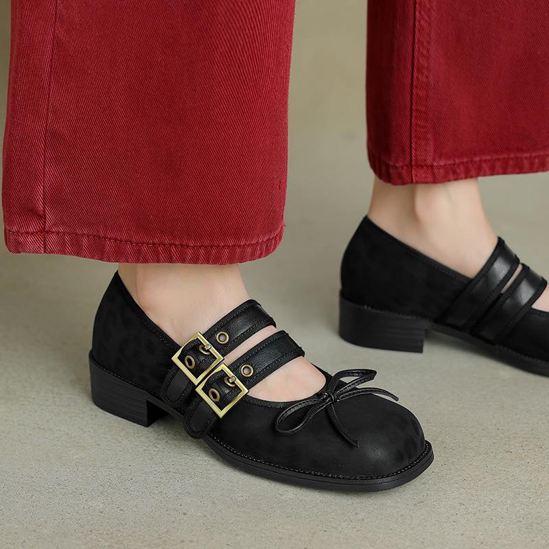 

Krazing Pot коровья замша нубук весна-лето размер 40 лоферы толстый средний каблук леопардовый узор женские туфли-лодочки с круглым носком для отдыха 34 чёрный