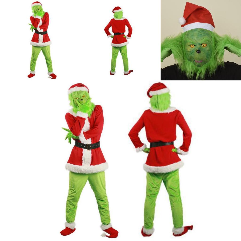 Halloween And Christmas Grinch Stole Christ Cosplay Costume Accessory Set For Party Wear
