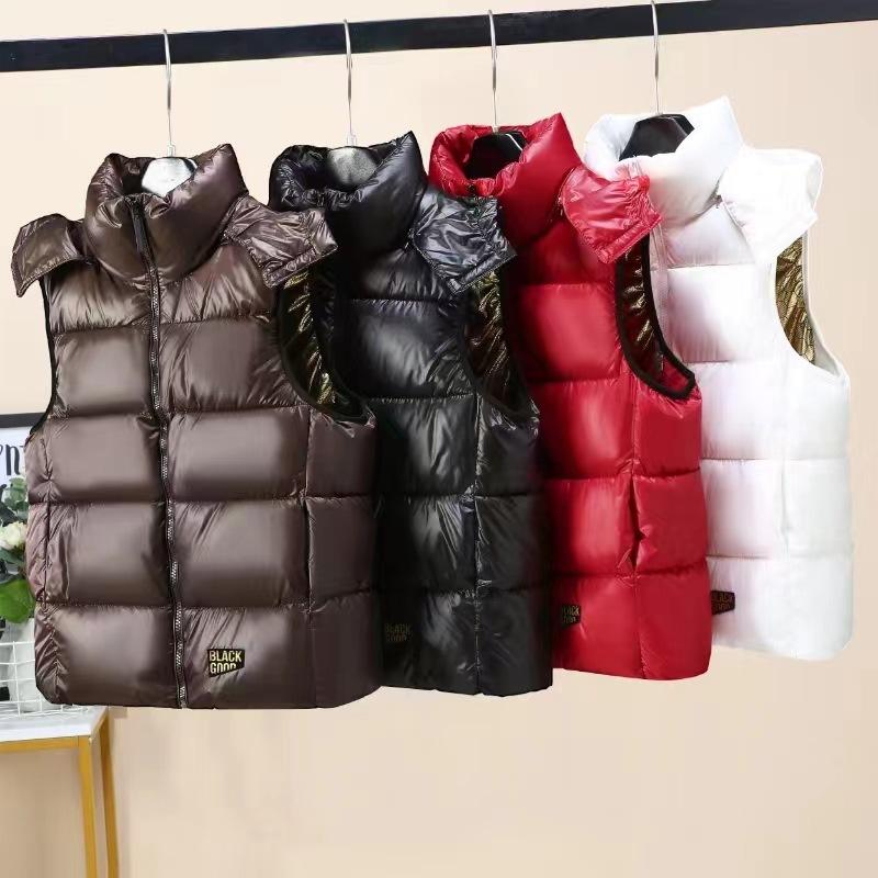 Internet Celebrities Black and Gold Down Cotton Live Hat Vest Men and Women Wear New Autumn and Winter Thickened Warm Vest