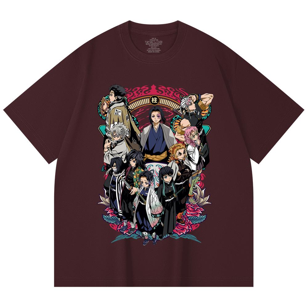 

230 Gsm 100% Cotton Demon Slayer V62 Hashiras Print Unisex Heavy Cotton T Shirt 2XL