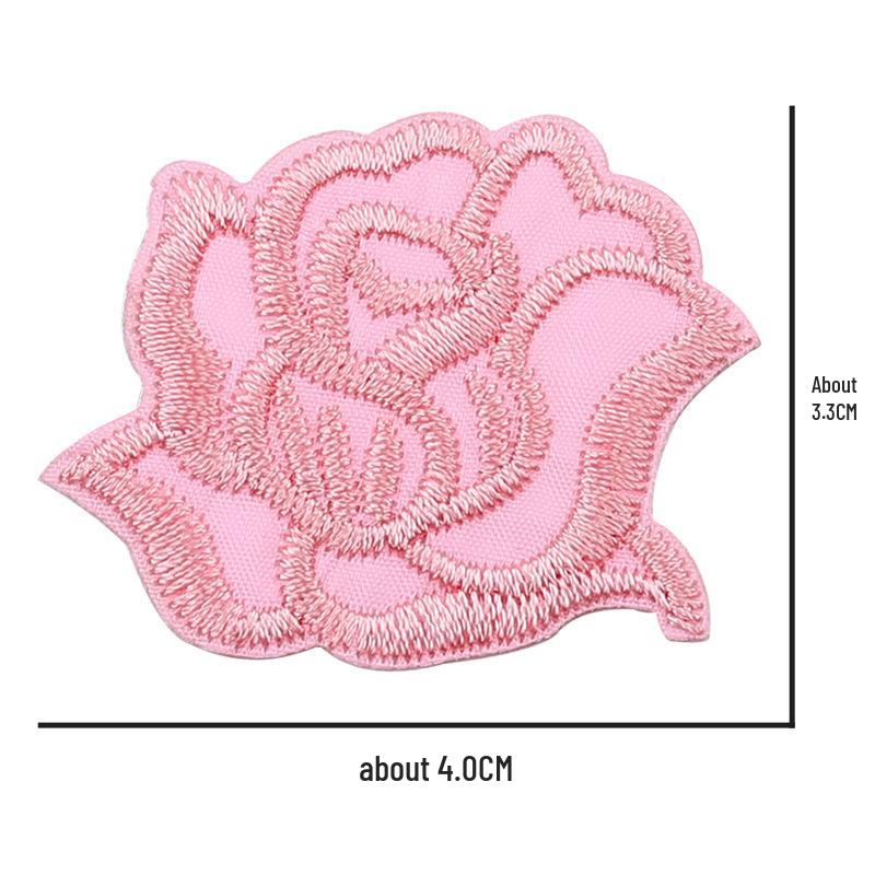 Self-Adhesive Small Embroidered Rose Patch - Fabric Jacket Label & Journal Decoration