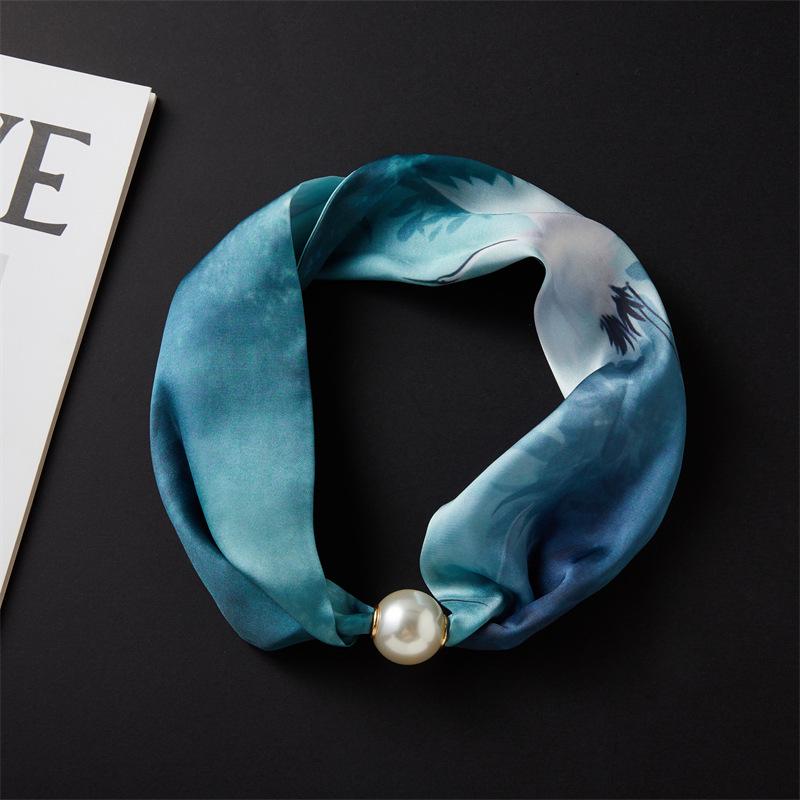 

Магнитная застежка Жемчужное ожерелье с шелковым шарфом – Модный, универсальный весенне-летний аксессуар для женщин