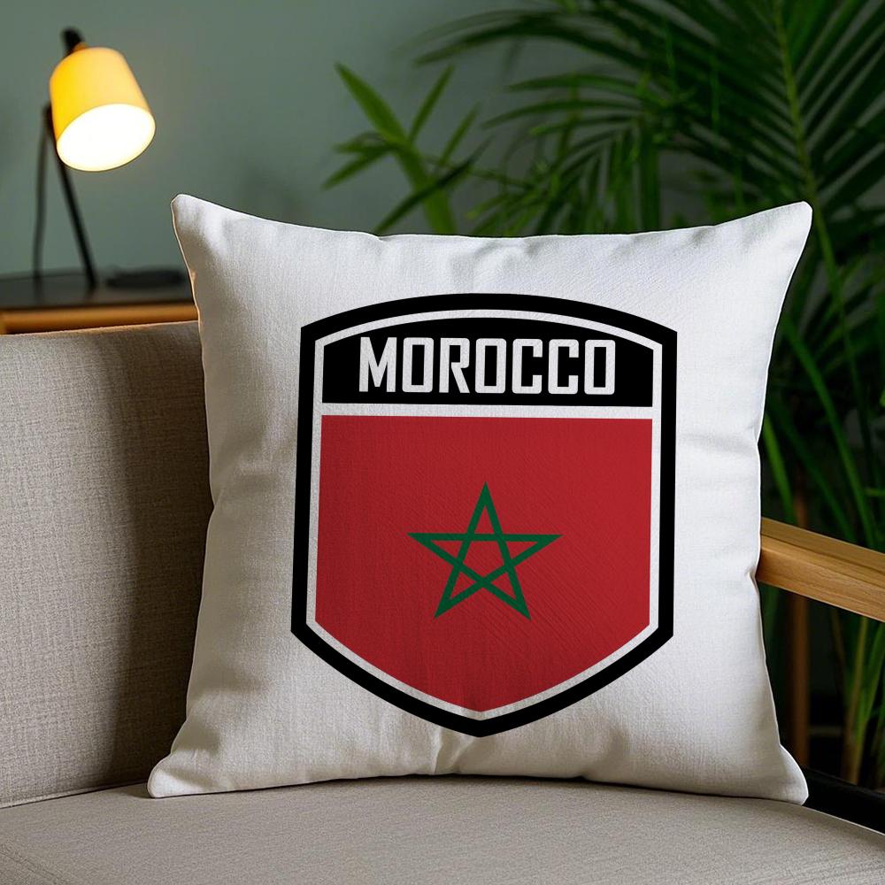 Morocco Flag Cushion Cover Plush Fabric Soft Double-Sided Printed Invisible Zipper Sofa Pillow Case Home Decor
