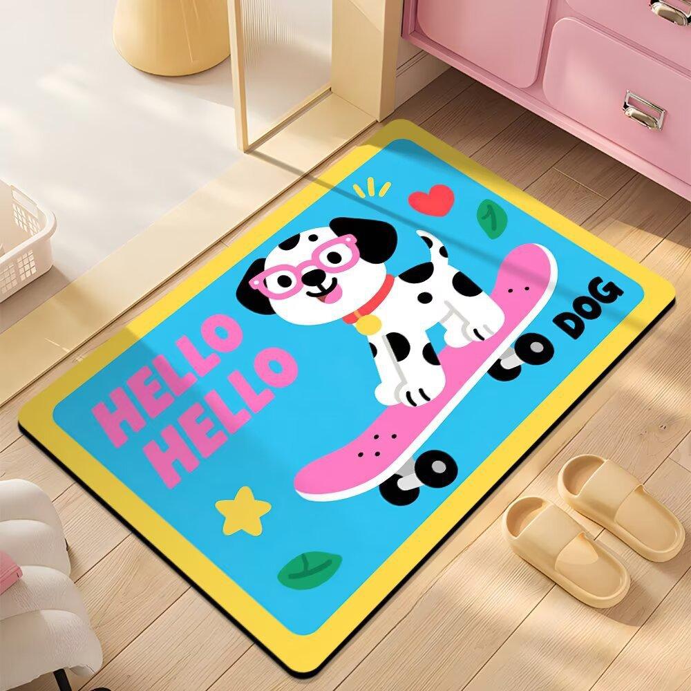 Floor Mat Bathroom Absorbent Mat Cartoon Cute Dopamine Non-slip Mat Household Dirt-resistant Foot Mat Diatom Mud Floor Mat