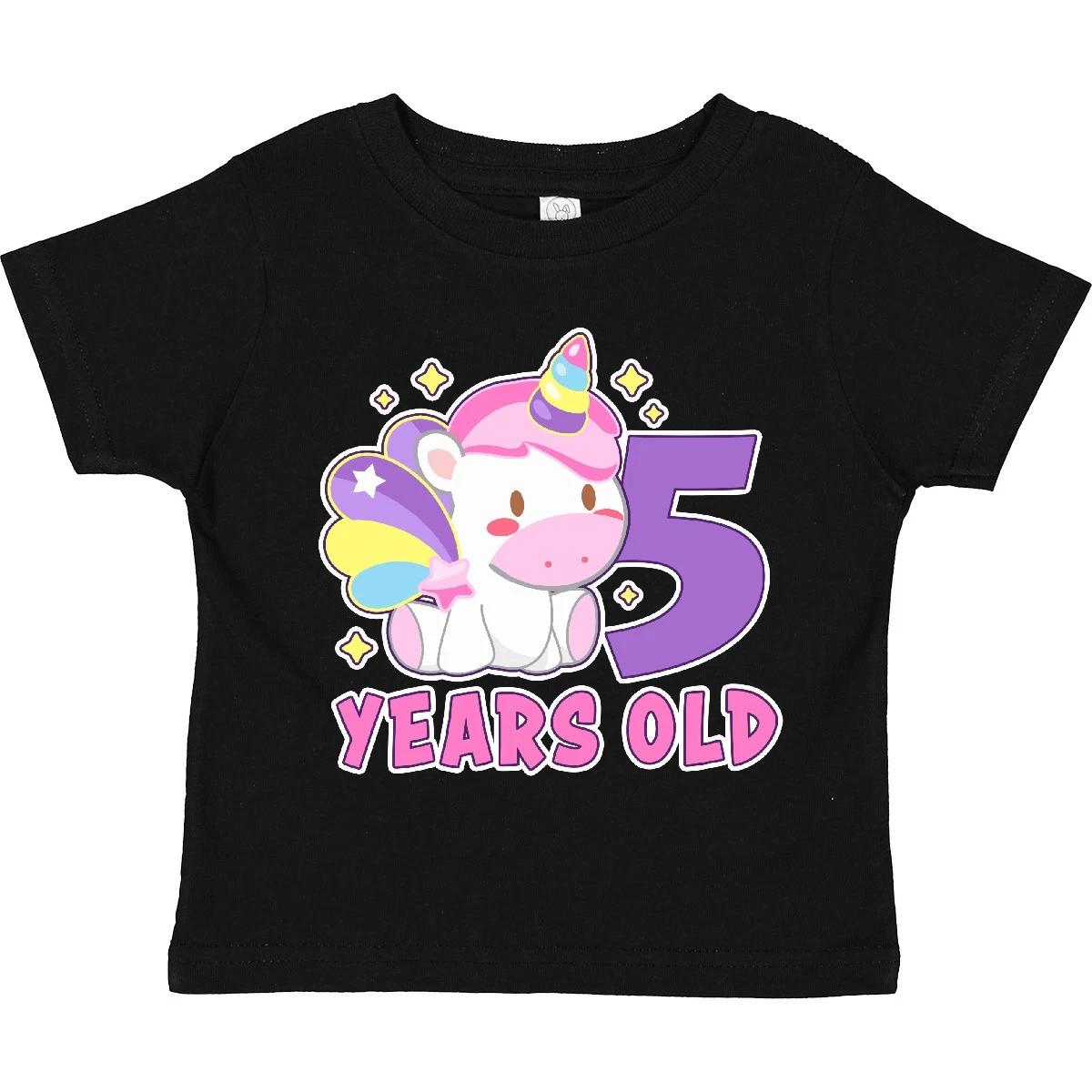 

Inktastic 5 Years Old With Cute Unicorn Birthday Toddler kids boys T-Shirt Birthdays Five 140