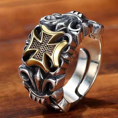 Anillos Ajustables de Banda Abierta con Diseños de Tridente Mítico para Hombres Joyería Inspirada en lo Retro Oceánico Regalo