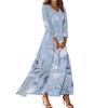 Women's Casual 3/4 Sleeve V-Neck Floral Print Maxi A-Line Beach Dress