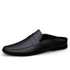 Fashion Handmade Loafers Summer Slip On Half Shoes for Men Genuine Leather Slippers Casual Breathable Comfy Male Muller Shoes Half Drag