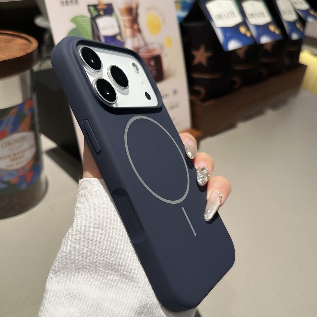Applicable to Apple 17 thin ring magnetic mobile phone case liquid silicone iPhone16proMax Macaron 15 protective case