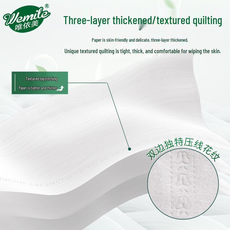 Wei Yi Mei 3-Ply Facial Tissues, 96 Packs of 100 Sheets each, Thickened for Hotels