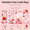 50Pcs Valentines Day Candy Bags Red Hearts Snacks Bags With Gold Ties Valentines Party Bags Happy Valentine’s Day Print Bags Wedding
