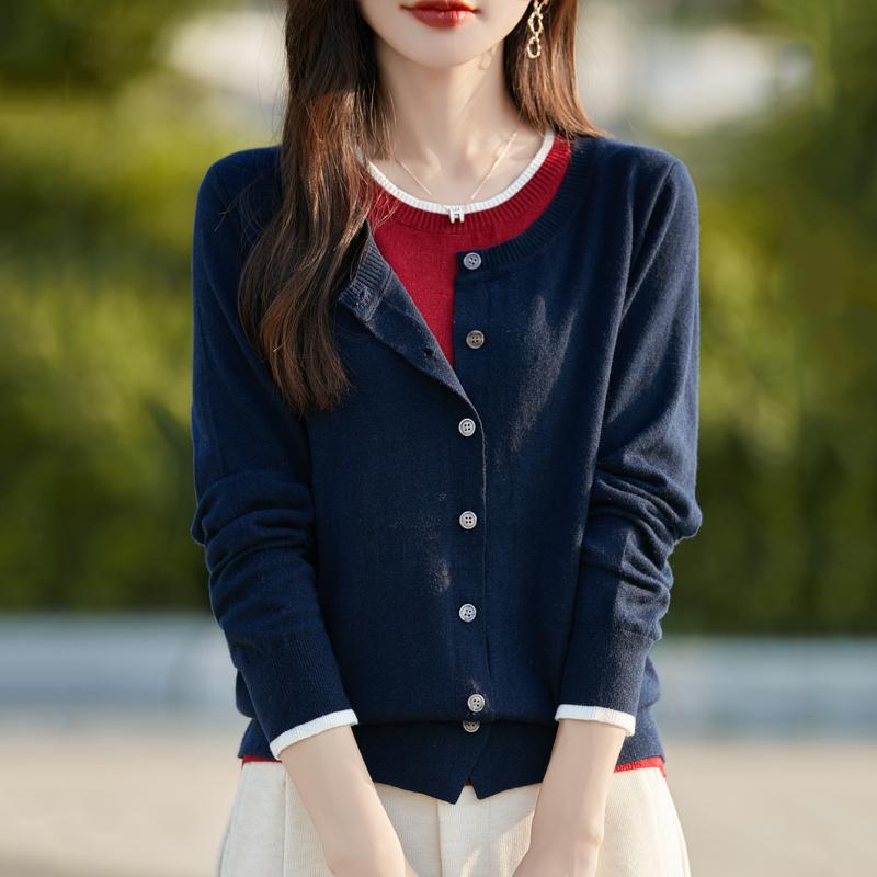 Women's Cashmere Cardigan Qinghe Cashmere 50% Wool 50% Silk Women's Autumn and Winter Cashmere Cardigan Soft and Warm