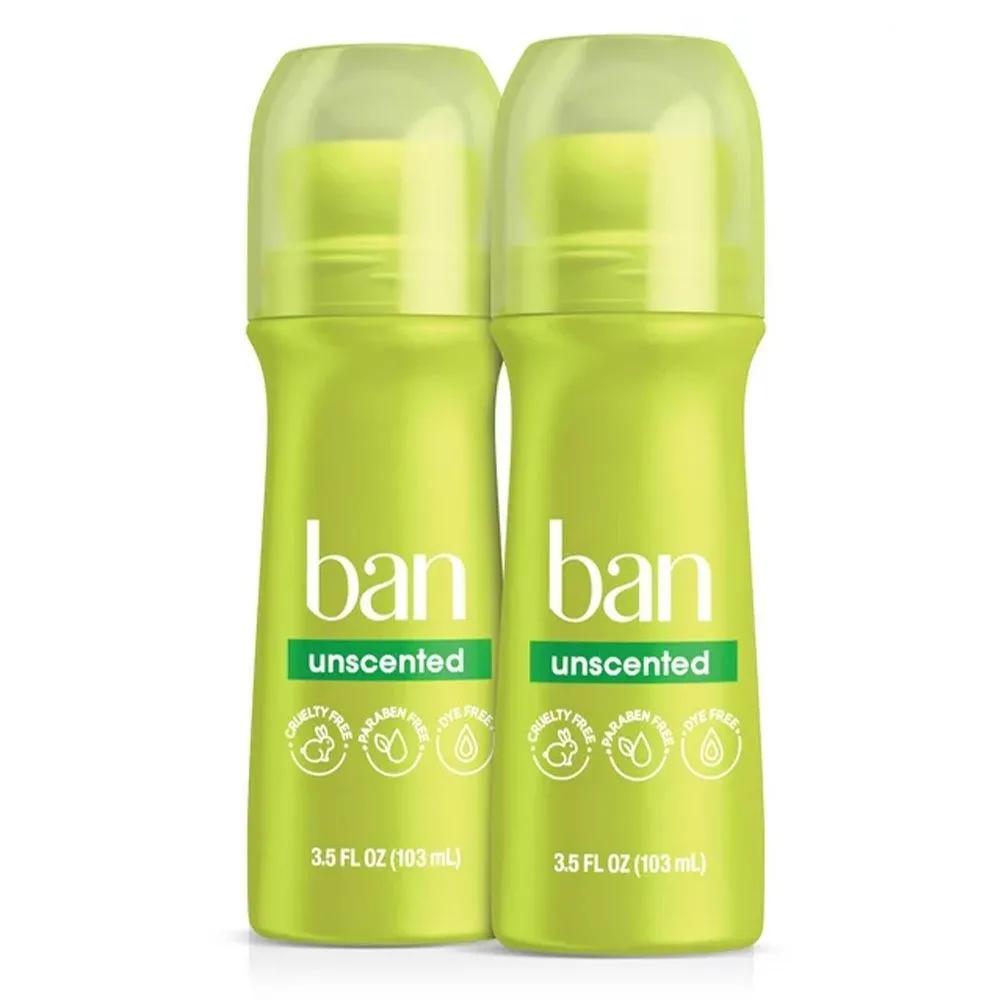 

Ban Roll-On Unscented 103ml, 2 Packs